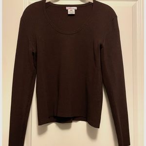 Brown designer ribbed sweater